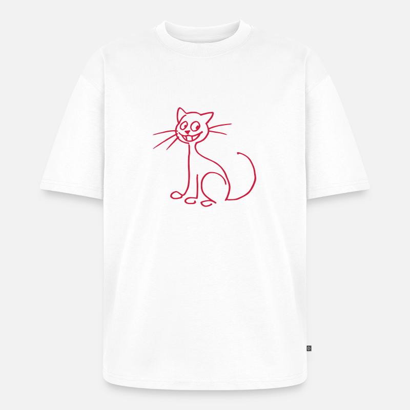 Katze - Unisex Premium Oversized Bio T-Shirt - Weiß
