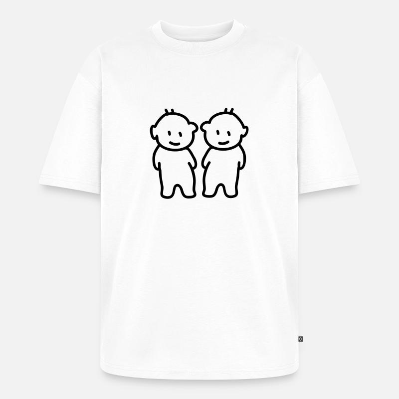 Zwillinge - Twins - Line - Unisex Premium Oversized Bio T-Shirt - Weiß