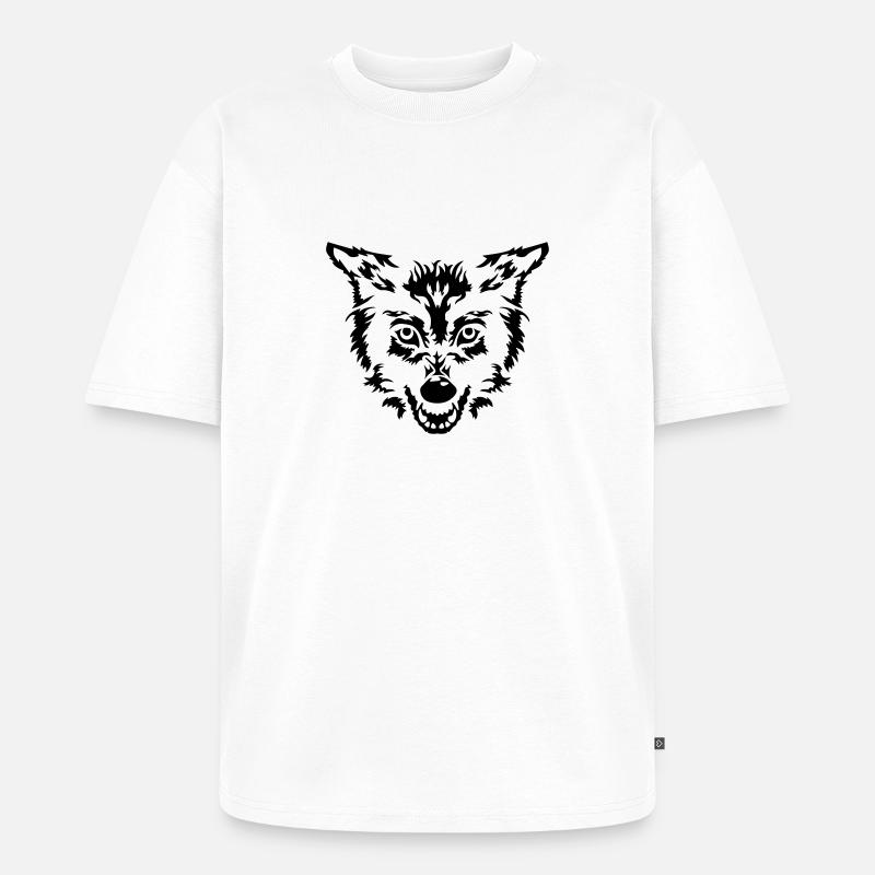 Wolf - Unisex Premium Oversized Bio T-Shirt - Weiß
