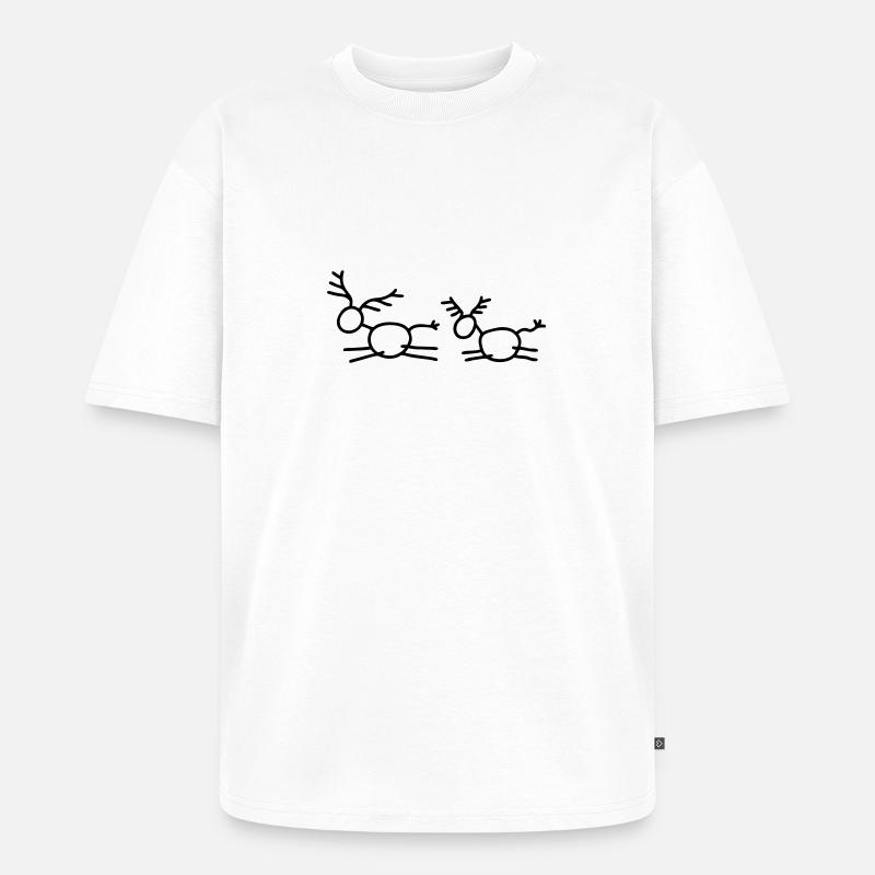 2 Springende Hirsche - Unisex Premium Oversized Bio T-Shirt - Weiß