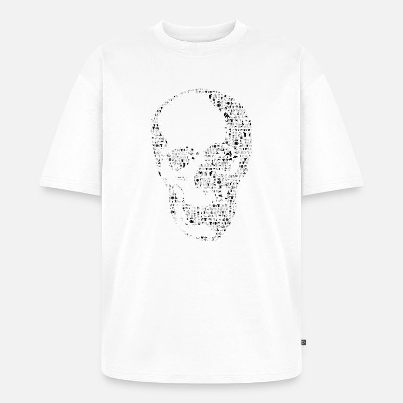Schädel - Unisex Premium Oversized Bio T-Shirt - Weiß