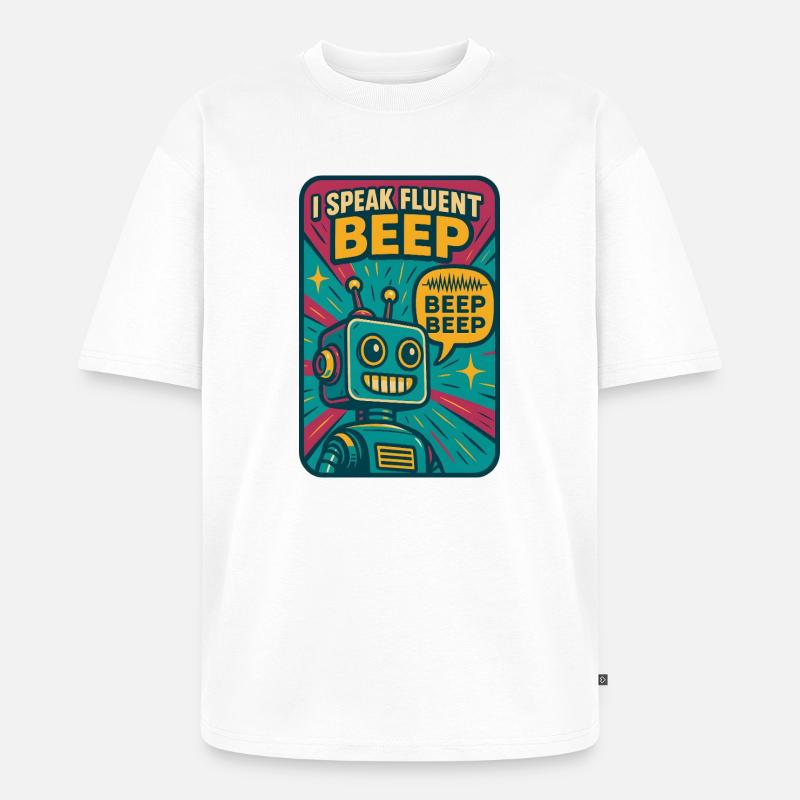 Bip fluide | Robot Science-Fi Nerd - T-shirt Premium bio oversize Unisexe - blanc