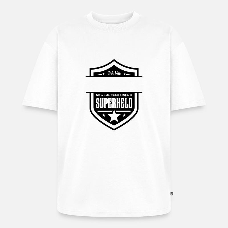 Superheld eigener Text - Unisex Premium Oversized Bio T-Shirt - Weiß