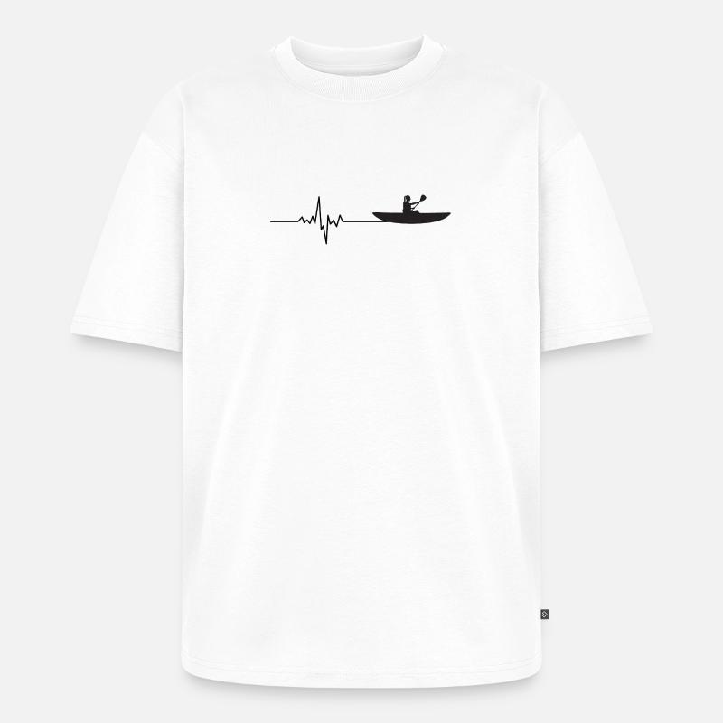 Herzschlag Ruderer – EKG Ruderboot Design - Unisex Premium Oversized Bio T-Shirt - Weiß