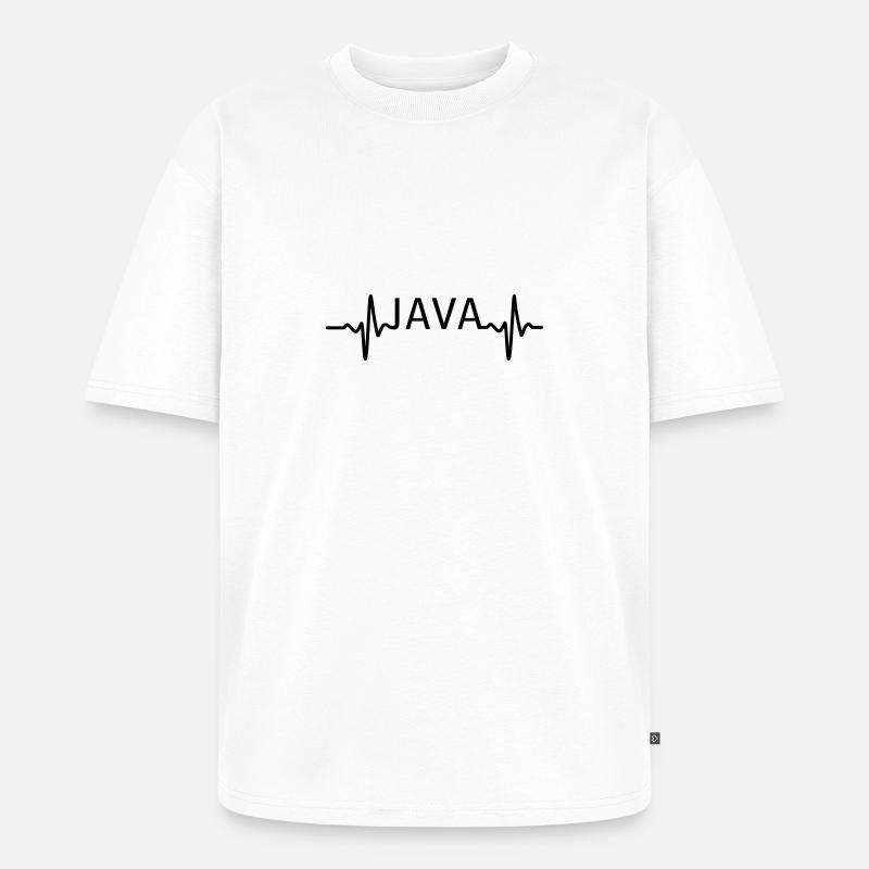 Herzschlag JAVA - Unisex Premium Oversized Bio T-Shirt - Weiß