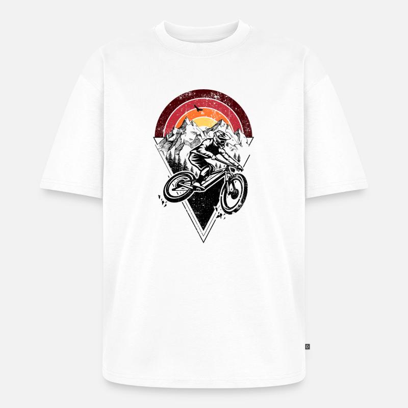Sunset Ridge Silhouette Bogen - Unisex Premium Oversized Bio T-Shirt - Weiß