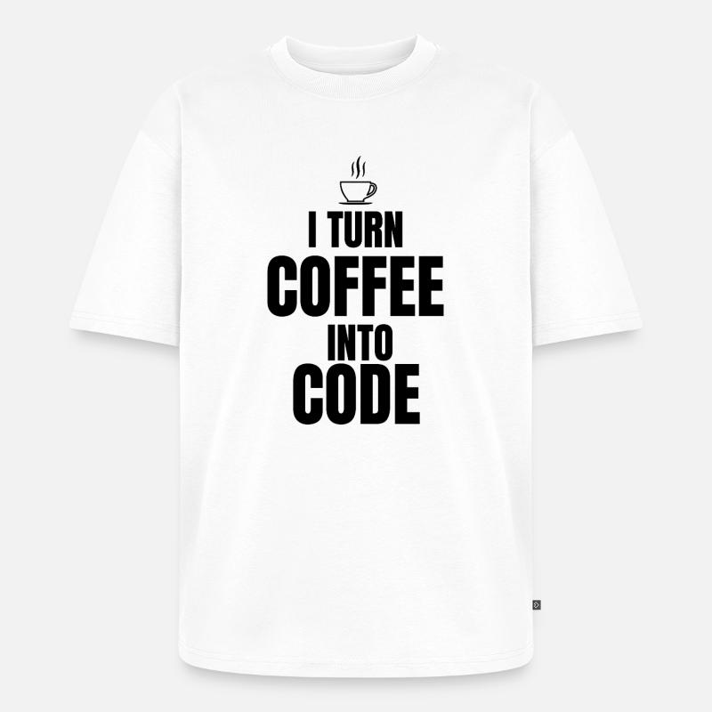 Ich verwandle Kaffee in Code - Unisex Premium Oversized Bio T-Shirt - Weiß