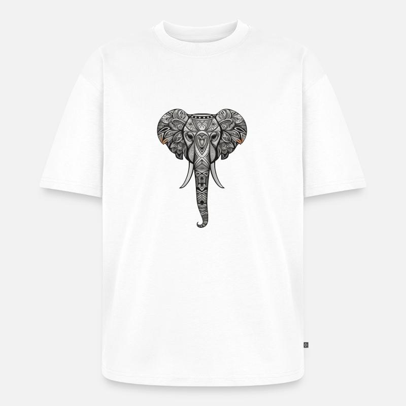 Elephant with African pattern no2 - Unisex Premium Oversized Bio T-Shirt - Weiß