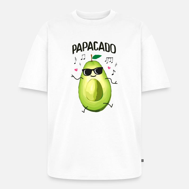 Avocado - Papacado - Partnerlook - Väter - Unisex Premium Oversized Bio T-Shirt - Weiß
