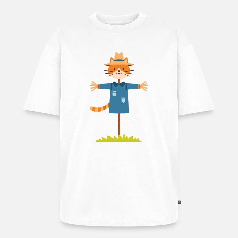 Vogelscheuche Katze - Unisex Premium Oversized Bio T-Shirt - Weiß