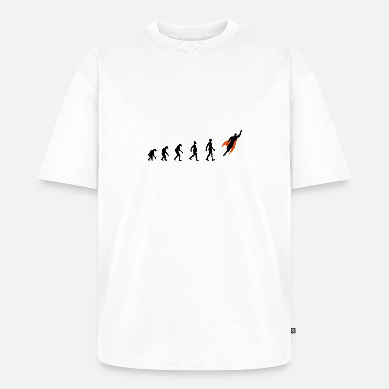 Evolution, super, held, Superhelden, darwin, - Unisex Premium Oversized Bio T-Shirt - Weiß