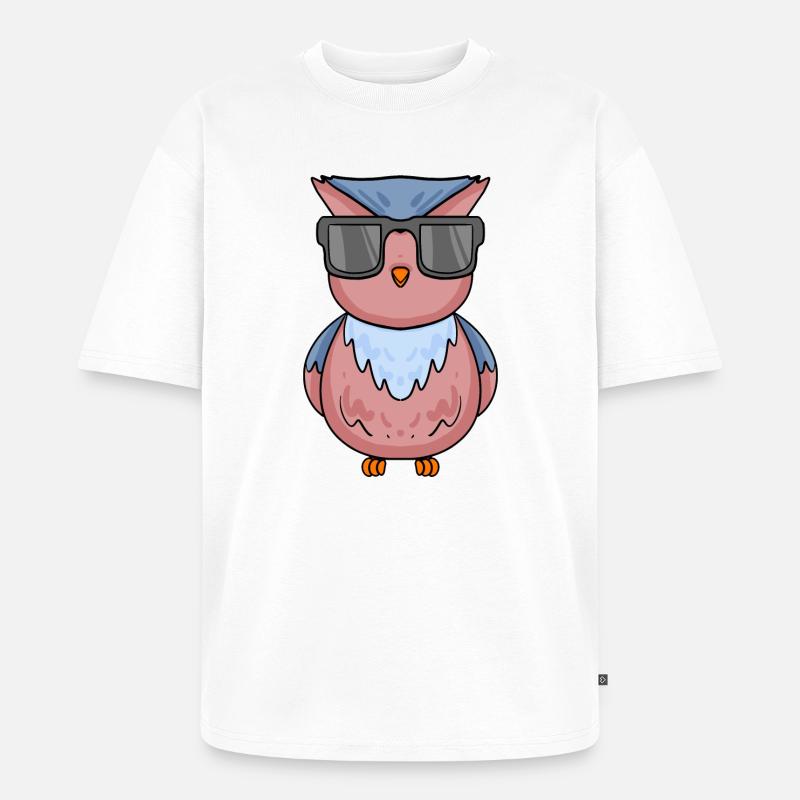 coole Eule mit Sonnenbrille - Unisex Premium Oversized Bio T-Shirt - Weiß