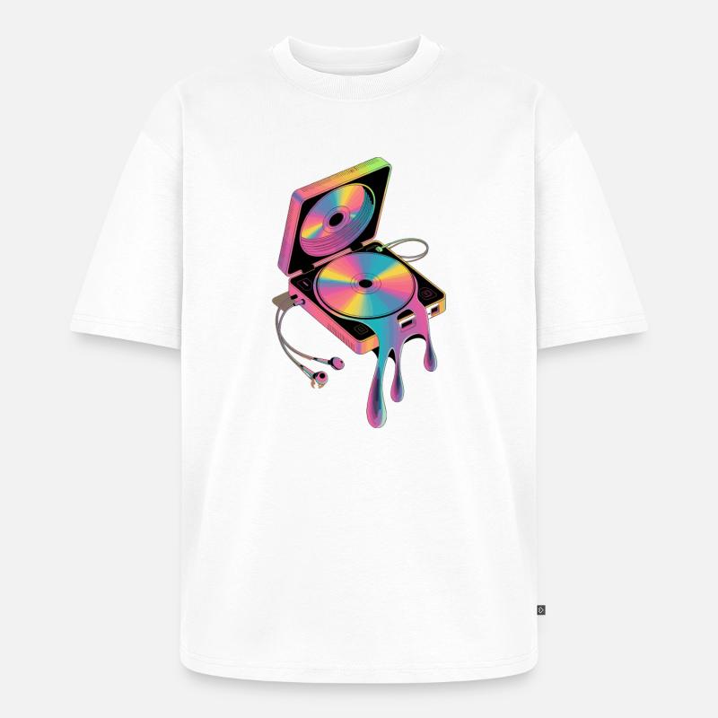  Retro Discman Psychedelic CD Player 90er - Unisex Premium Oversized Bio T-Shirt - Weiß