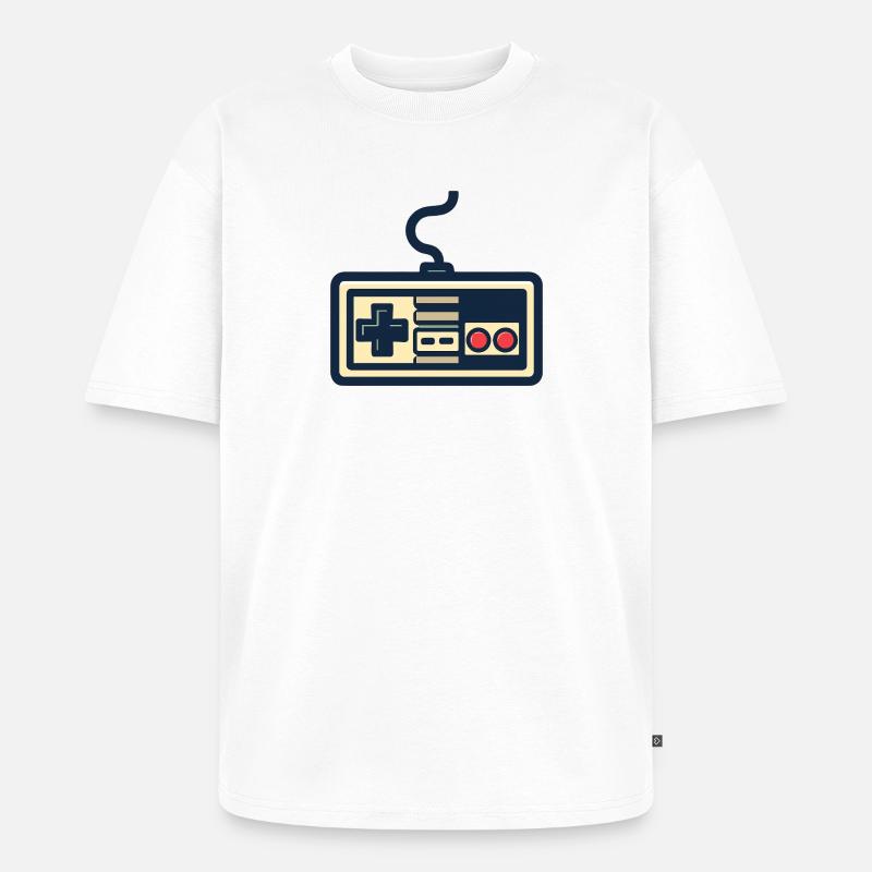 Retro-Gamecontroller-Design - Unisex Premium Oversized Bio T-Shirt - Weiß