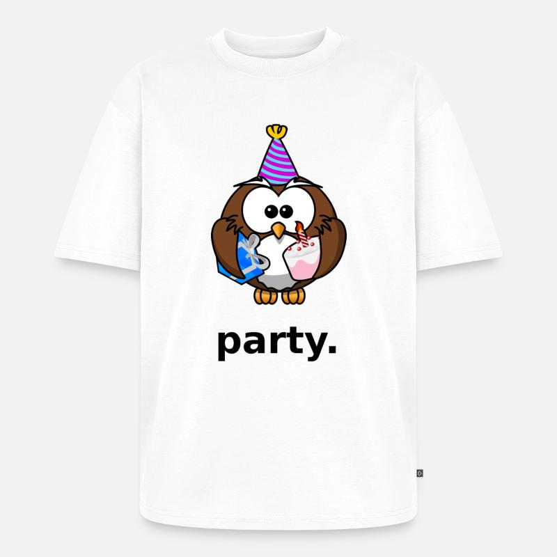 Party Eule - Unisex Premium Oversized Bio T-Shirt - Weiß