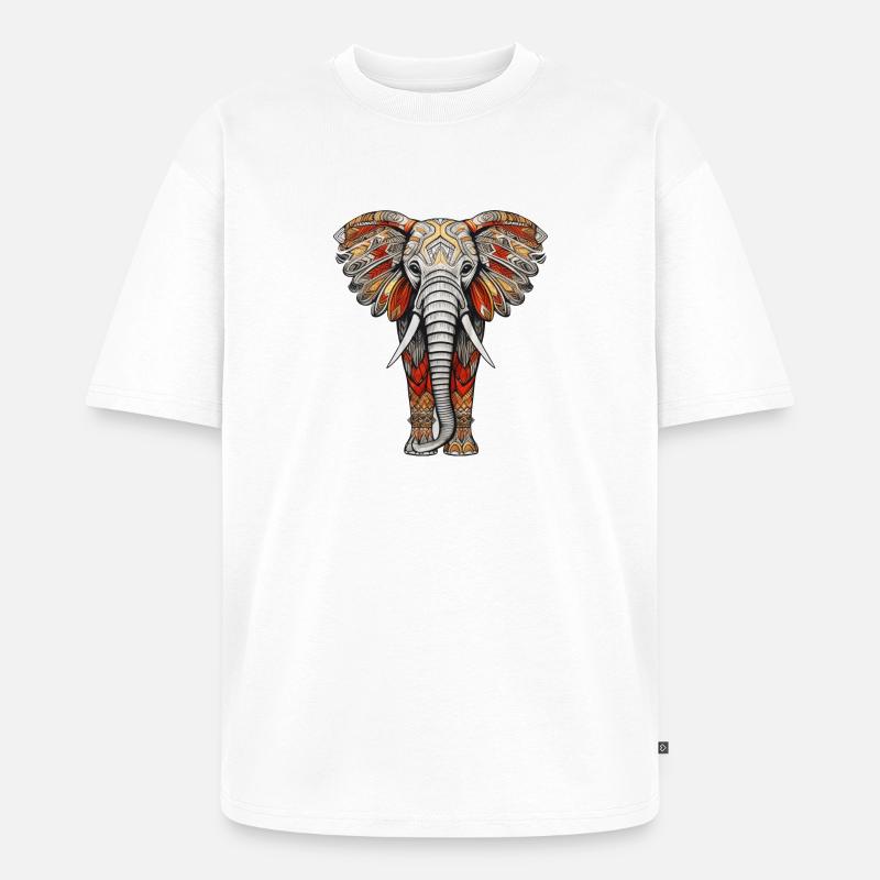 Elephant with African pattern no2 - Unisex Premium Oversized Bio T-Shirt - Weiß
