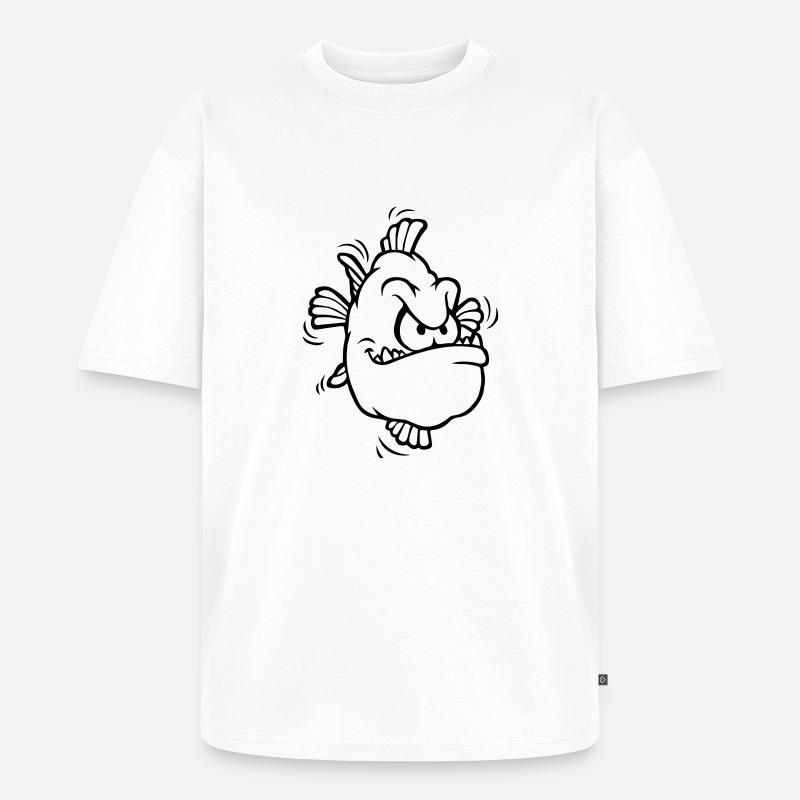 angry fish - Unisex Premium Oversized Bio T-Shirt - Weiß
