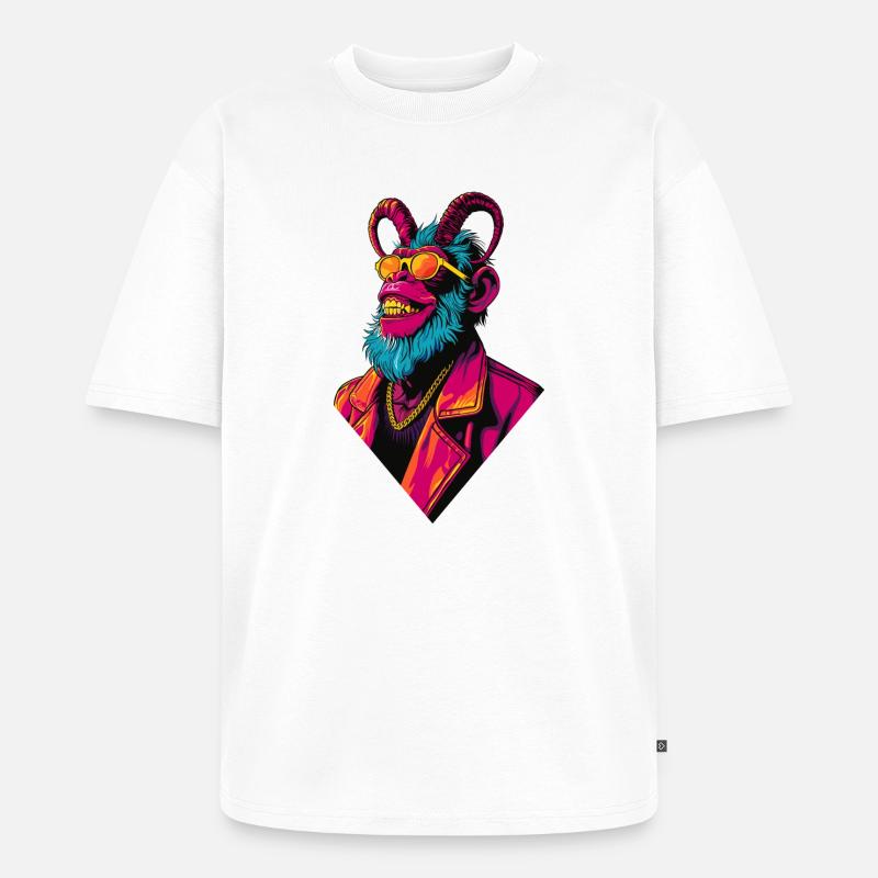 Devil Monkey - Unisex Premium Oversized Bio T-Shirt - Weiß