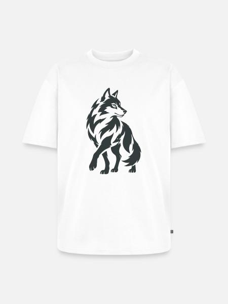 Geometrischer Wolf – Silhouette - Unisex Premium Oversized Bio T-Shirt - Weiß
