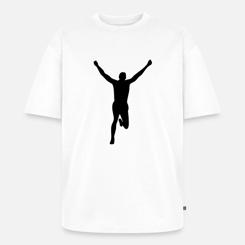 Marathon Läufer - Unisex Premium Oversized Bio T-Shirt - Weiß