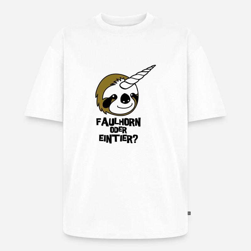 Faulhorn oder Eintier - Unisex Premium Oversized Bio T-Shirt - Weiß