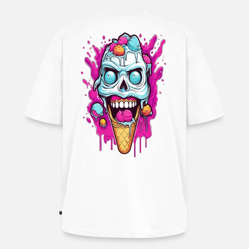 Skull Eiscreme Design - Unisex Premium Oversized Bio T-Shirt - Weiß
