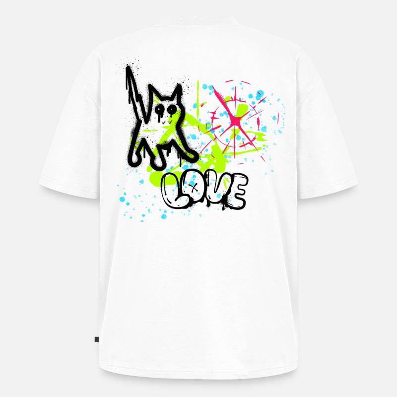 Neon Graffiti Splatter Pattern - Unisex Premium Oversized Organic T-Shirt - white