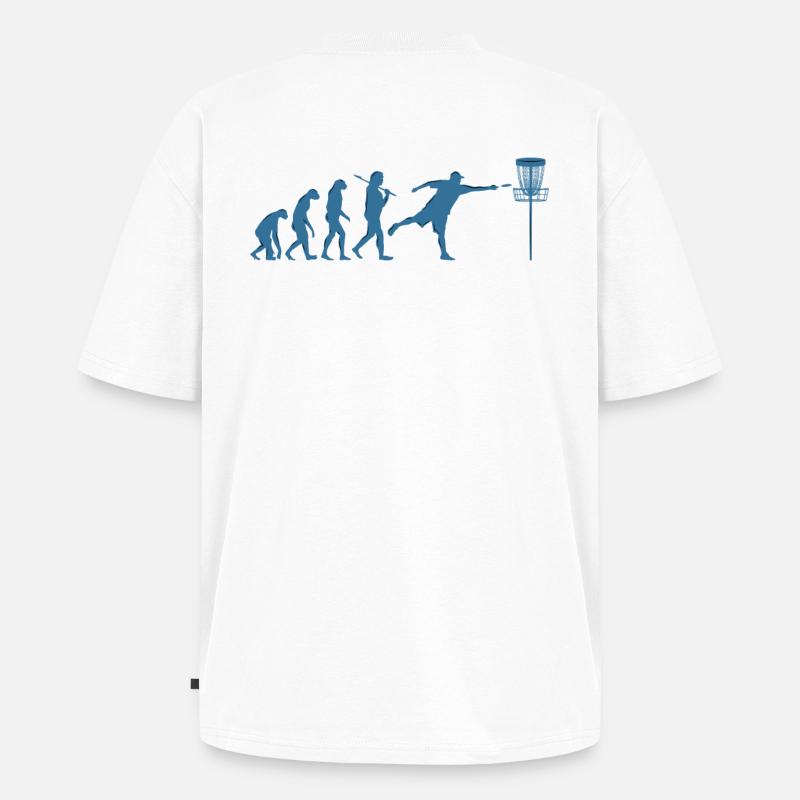 Disc Golf Evolution - T-shirt Premium bio oversize Unisexe - blanc