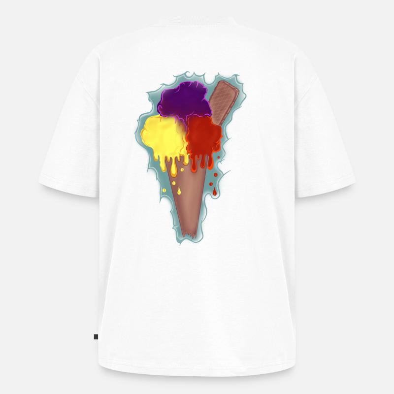 Regenbogen Eis  - Unisex Premium Oversized Bio T-Shirt - Weiß