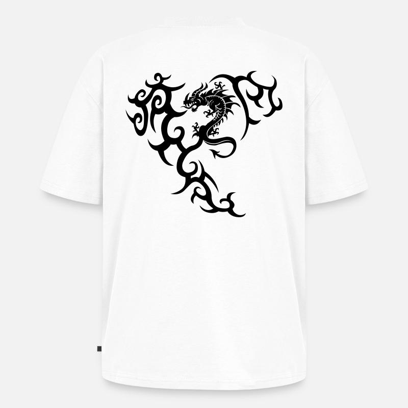 Drachentribal, dragon - Unisex Premium Oversized Bio T-Shirt - Weiß