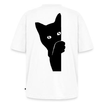 Peekaboo Cat - Unisex Premium Oversized Bio T-Shirt - Weiß - Hinten - Thijin (182cm)