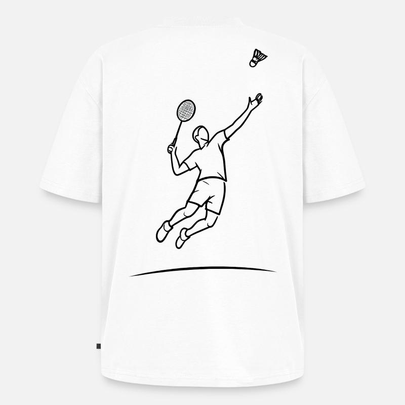 Badminton-Sprungheld - Unisex Premium Oversized Bio T-Shirt - Weiß