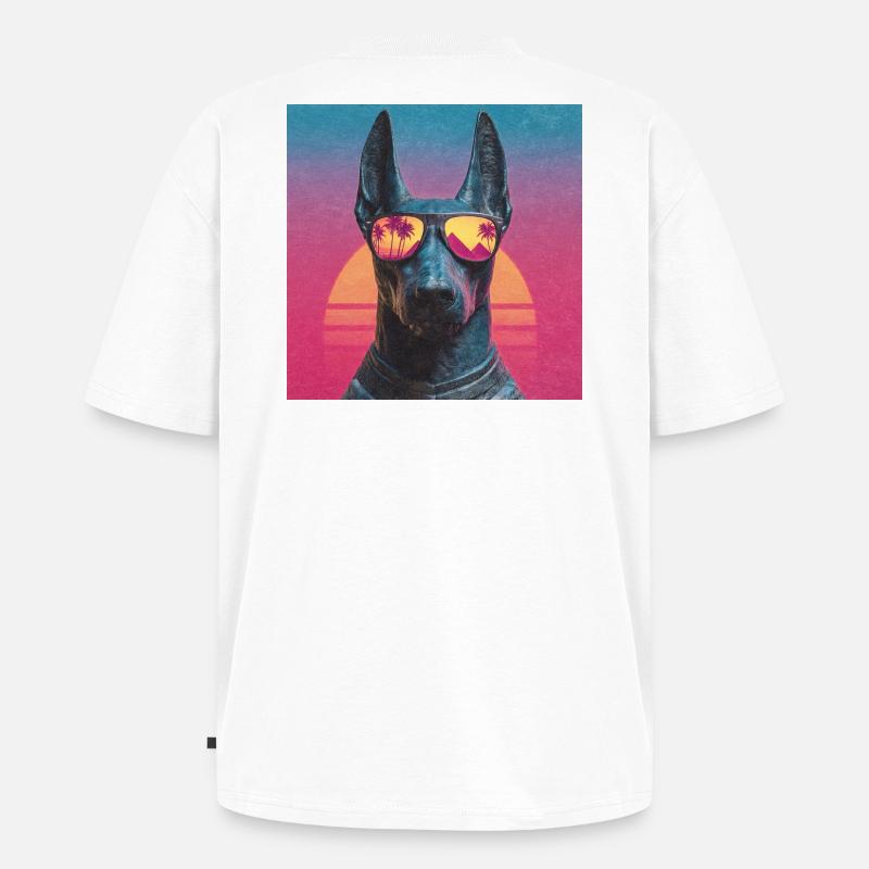 Anubis Synthwave - Dieu en vacances - T-shirt Premium bio oversize Unisexe - blanc