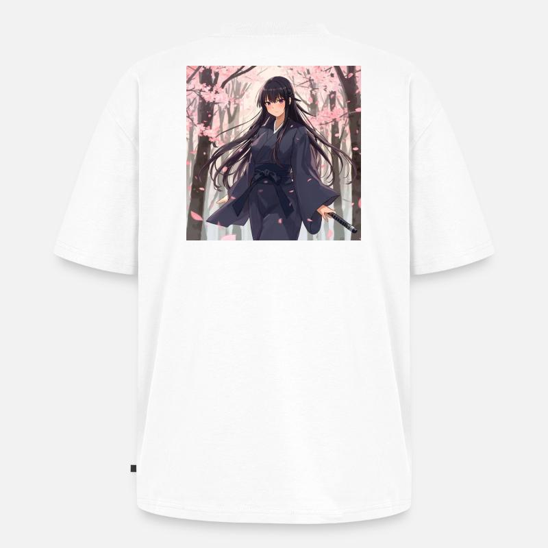 Sakura Schatten Samurai - Unisex Premium Oversized Bio T-Shirt - Weiß