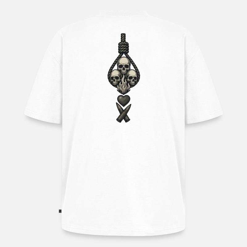Avi Collection – Skulls & Flame - Unisex Premium Oversized Bio T-Shirt - Weiß