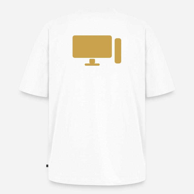 Minimal PC Setup Icon – Gamer Design - Unisex Premium Oversized Bio T-Shirt - Weiß