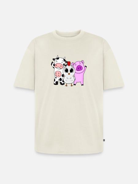 Bauernhof Tiere - Unisex Premium Oversized Bio T-Shirt - Naturweiß
