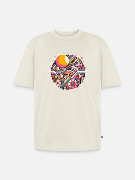 Neon Orbit Blume - Unisex Premium Oversized Bio T-Shirt - Naturweiß