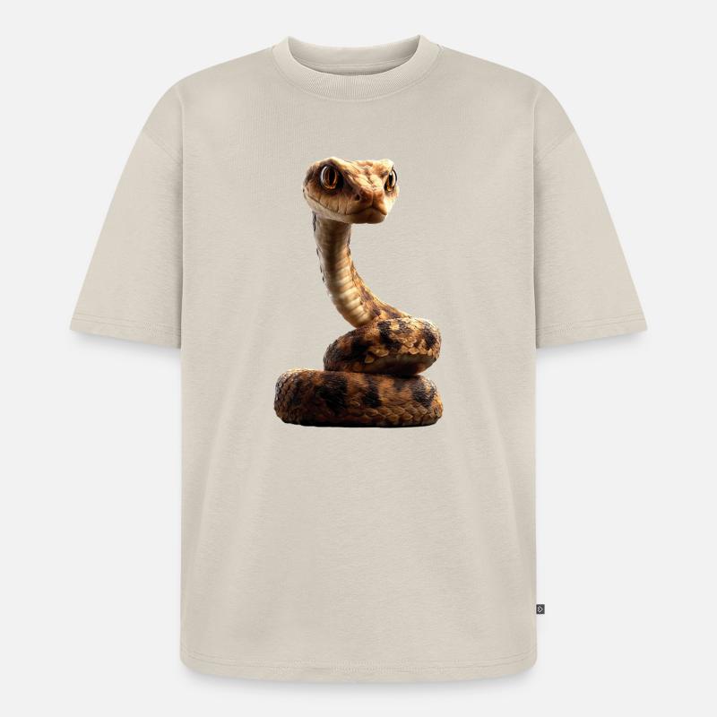 Schlange Python Kobra Klapperschlange Schlangen - Unisex Premium Oversized Bio T-Shirt - Beige