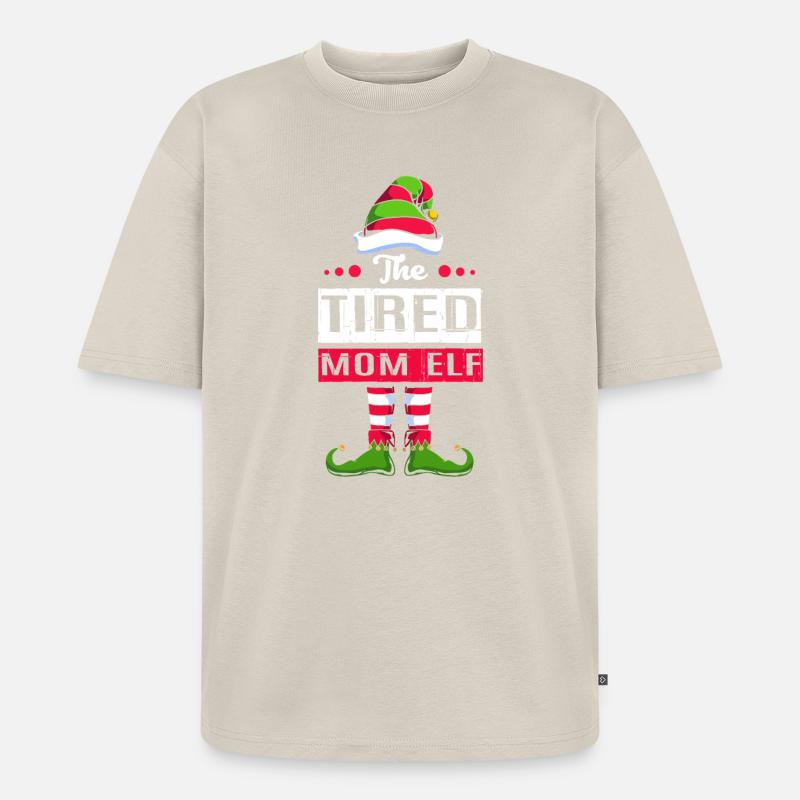 Elfe Elf Weihnachtsgeschenk Mutter Mama - Unisex Premium Oversized Bio T-Shirt - Beige