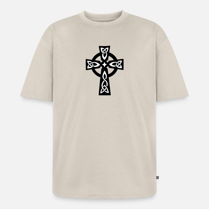 Keltisches oder Keltisches Kreuz - Unisex Premium Oversized Bio T-Shirt - Beige