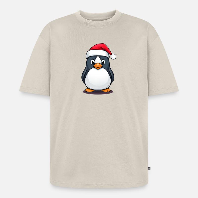 Weihnachtsmann Pinguin - Unisex Premium Oversized Bio T-Shirt - Beige