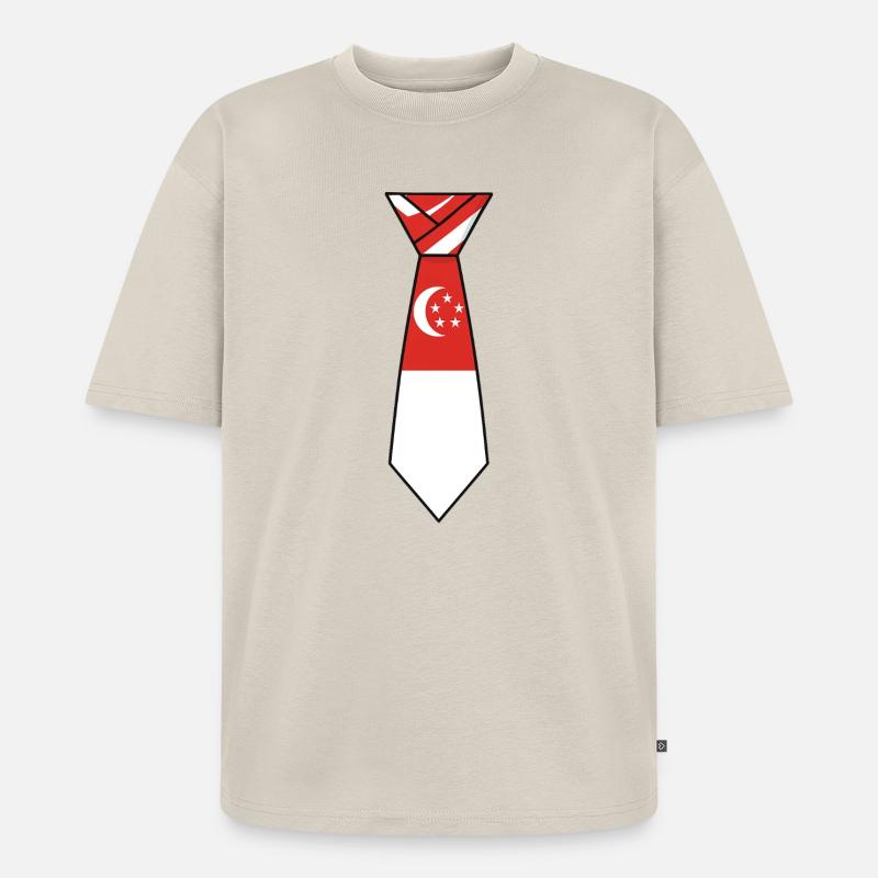 Cravate de Singapour – Conception du drapeau - T-shirt Premium bio oversize Unisexe - beige