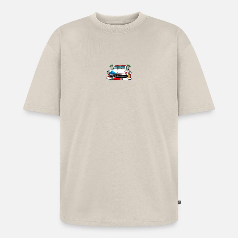 Palm Drive Oldtimer-Collage - Unisex Premium Oversized Bio T-Shirt - Beige
