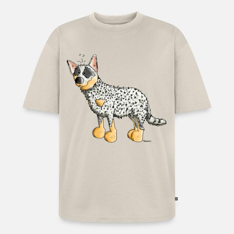 Witziger Australian Cattle Dog - Hund - Unisex Premium Oversized Bio T-Shirt - Beige