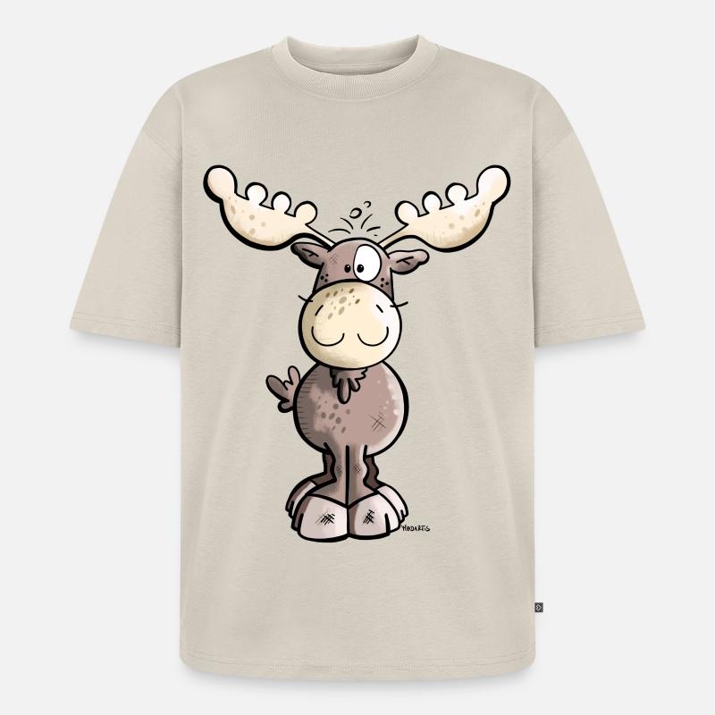 Süßes Elchlein - Unisex Premium Oversized Bio T-Shirt - Beige