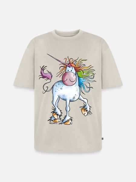 Rainbow Unicorn - Unisex Premium Oversized Organic T-Shirt - beige