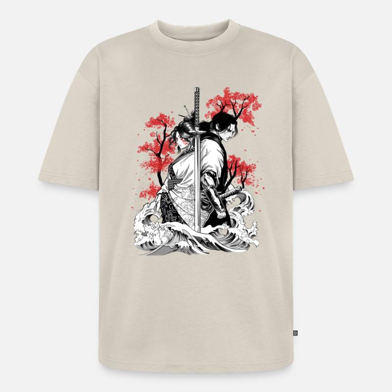 Verschlungene Samurai-Seelen - Unisex Premium Oversized Bio T-Shirt - Beige