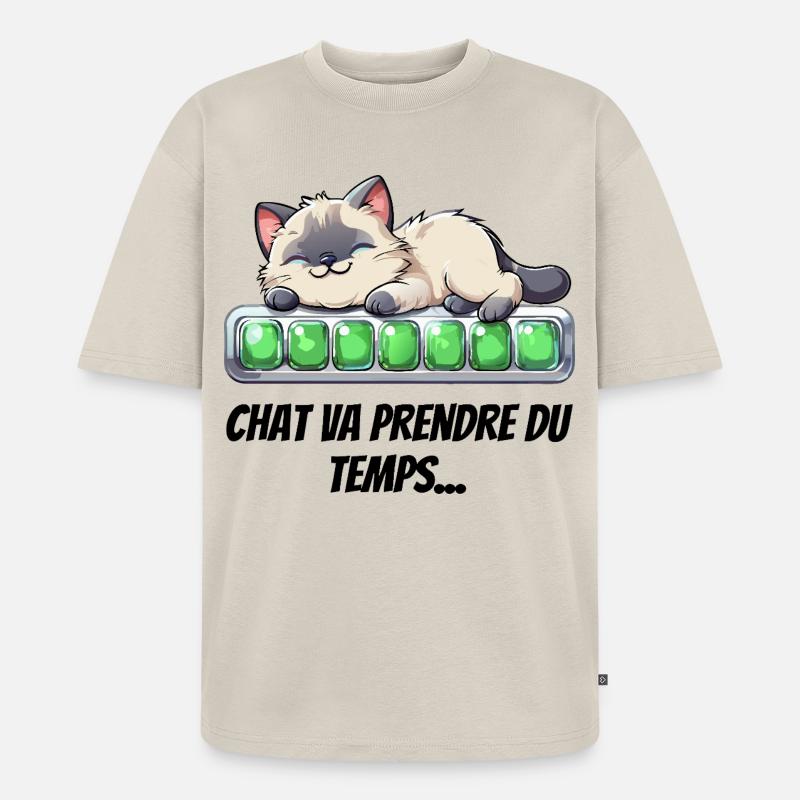 Katze wird Zeit brauchen - süßes Kätzchen - Unisex Premium Oversized Bio T-Shirt - Beige
