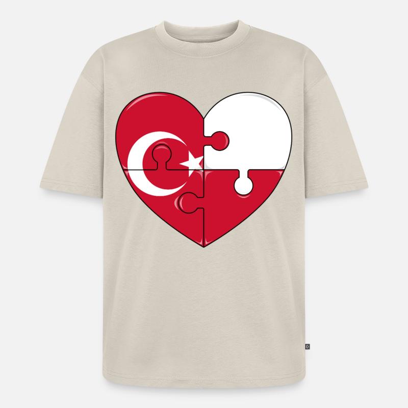 Puzzleherz Flaggenfusion - Unisex Premium Oversized Bio T-Shirt - Beige